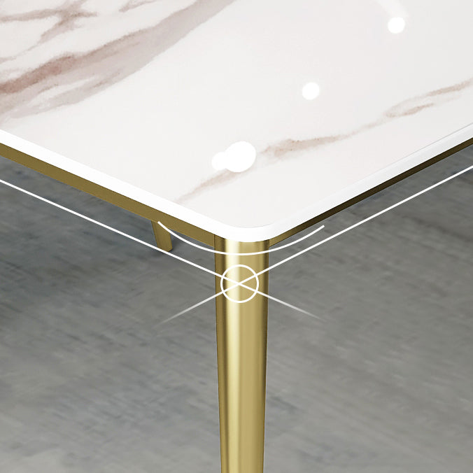 Slate and Metal Table Glam Style Minimalist Rectangular Dining Table Clearhalo 'Dining Tables & Seating' 'Dining Tables' 'dining_table' 'furn' 'furn_dining_table' 'Furniture' 'Kitchen & Dining Furniture' 6266324