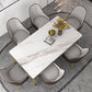 Slate and Metal Table Glam Style Minimalist Rectangular Dining Table Clearhalo 'Dining Tables & Seating' 'Dining Tables' 'dining_table' 'furn' 'furn_dining_table' 'Furniture' 'Kitchen & Dining Furniture' 6266327