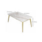Slate and Metal Table Glam Style Minimalist Rectangular Dining Table Clearhalo 'Dining Tables & Seating' 'Dining Tables' 'dining_table' 'furn' 'furn_dining_table' 'Furniture' 'Kitchen & Dining Furniture' 6266328