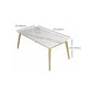 Slate and Metal Table Glam Style Minimalist Rectangular Dining Table Clearhalo 'Dining Tables & Seating' 'Dining Tables' 'dining_table' 'furn' 'furn_dining_table' 'Furniture' 'Kitchen & Dining Furniture' 6266329
