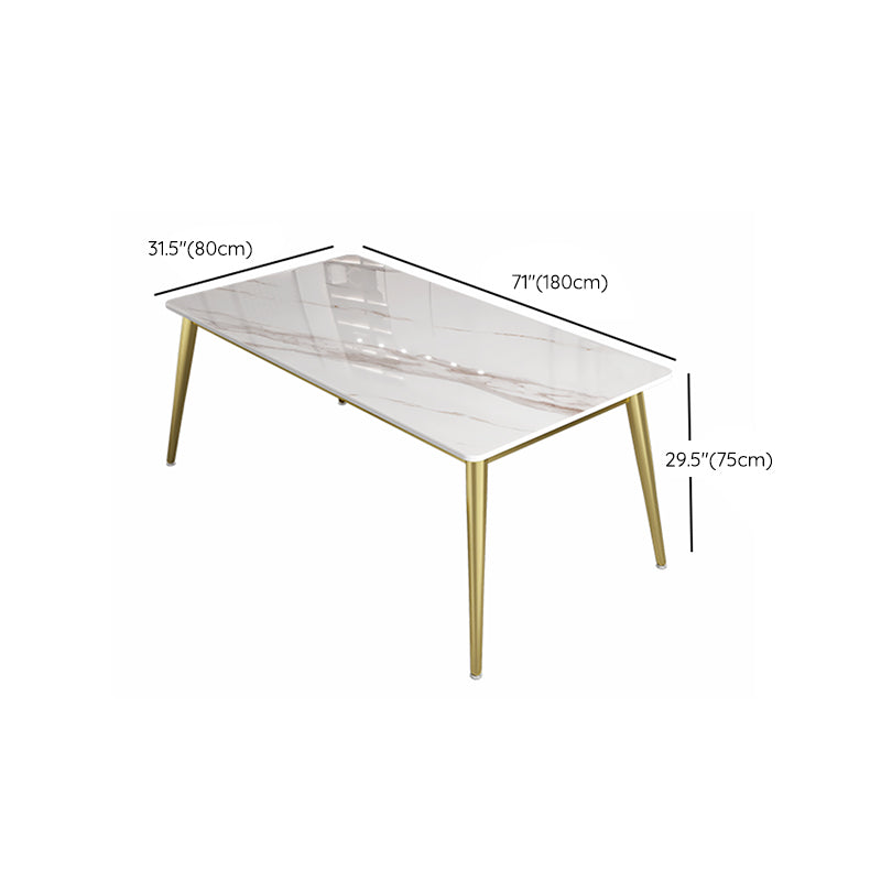 Slate and Metal Table Glam Style Minimalist Rectangular Dining Table Clearhalo 'Dining Tables & Seating' 'Dining Tables' 'dining_table' 'furn' 'furn_dining_table' 'Furniture' 'Kitchen & Dining Furniture' 6266331