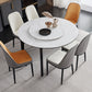 Slate and Wood Table Modern Minimalist Home Retractable Round Dining Table 59.1"L x 59.1"W x 29.5"H Lazy Susan Without Chairs Clearhalo 'Dining Tables & Seating' 'Dining Tables' 'dining_table' 'furn' 'furn_dining_table' 'Furniture' 'Kitchen & Dining Furniture' 6266332