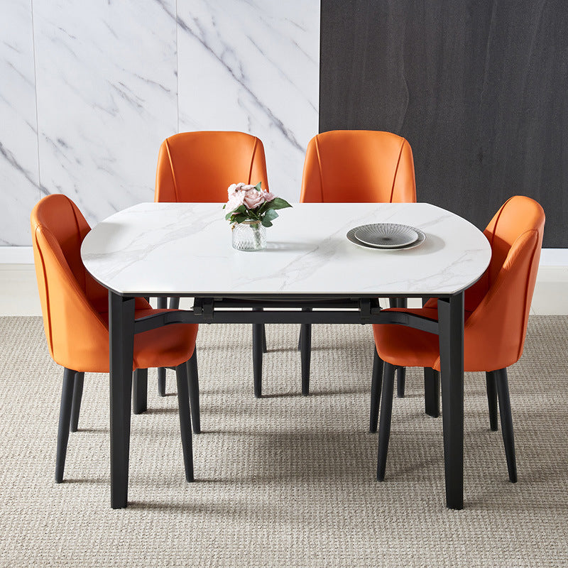 Slate and Wood Table Modern Minimalist Home Retractable Round Dining Table 51.2"L x 51.2"W x 29.5"H Extension Without Chairs Clearhalo 'Dining Tables & Seating' 'Dining Tables' 'dining_table' 'furn' 'furn_dining_table' 'Furniture' 'Kitchen & Dining Furniture' 6266335