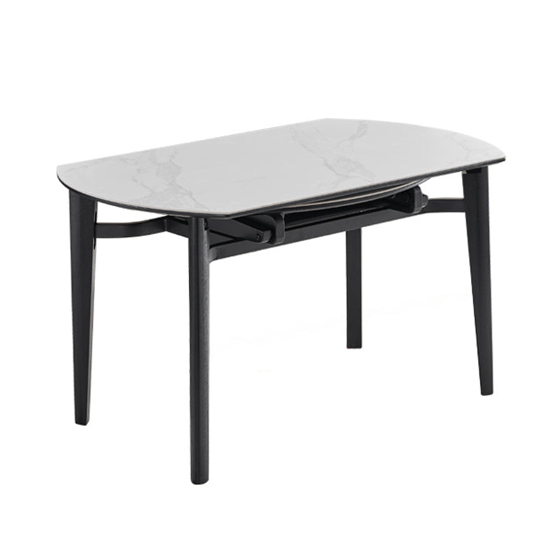 Slate and Wood Table Modern Minimalist Home Retractable Round Dining Table Clearhalo 'Dining Tables & Seating' 'Dining Tables' 'dining_table' 'furn' 'furn_dining_table' 'Furniture' 'Kitchen & Dining Furniture' 6266337