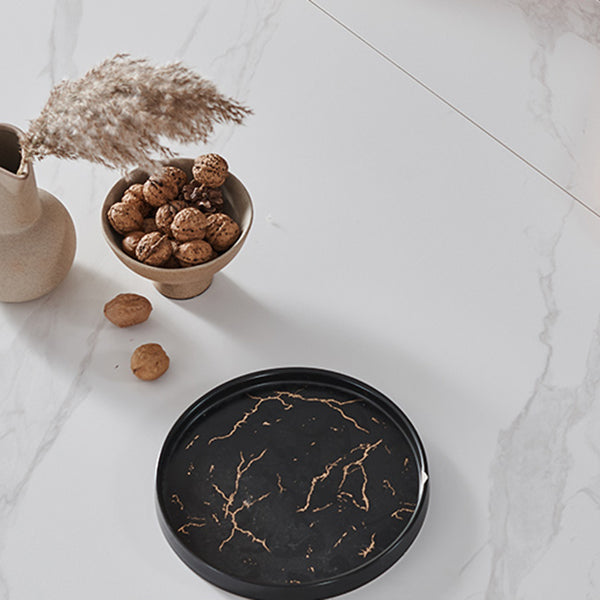 Slate and Wood Table Modern Minimalist Home Retractable Round Dining Table Clearhalo 'Dining Tables & Seating' 'Dining Tables' 'dining_table' 'furn' 'furn_dining_table' 'Furniture' 'Kitchen & Dining Furniture' 6266339