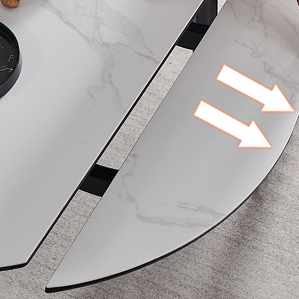 Slate and Wood Table Modern Minimalist Home Retractable Round Dining Table Clearhalo 'Dining Tables & Seating' 'Dining Tables' 'dining_table' 'furn' 'furn_dining_table' 'Furniture' 'Kitchen & Dining Furniture' 6266340