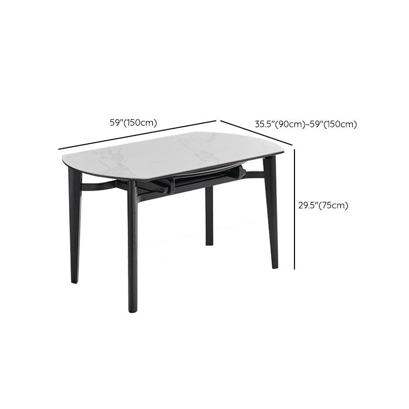 Slate and Wood Table Modern Minimalist Home Retractable Round Dining Table Clearhalo 'Dining Tables & Seating' 'Dining Tables' 'dining_table' 'furn' 'furn_dining_table' 'Furniture' 'Kitchen & Dining Furniture' 6266345