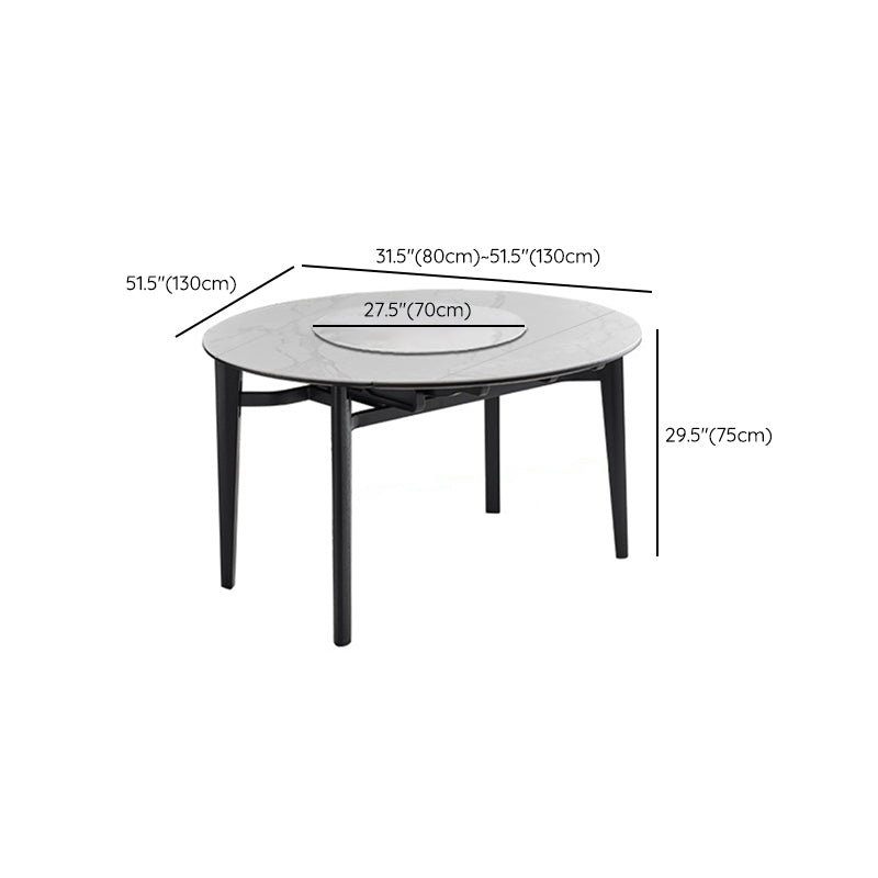 Slate and Wood Table Modern Minimalist Home Retractable Round Dining Table Clearhalo 'Dining Tables & Seating' 'Dining Tables' 'dining_table' 'furn' 'furn_dining_table' 'Furniture' 'Kitchen & Dining Furniture' 6266346