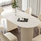 Luxury Double Pedestal Dining Table Oval Sintered Stone Kitchen Desk
