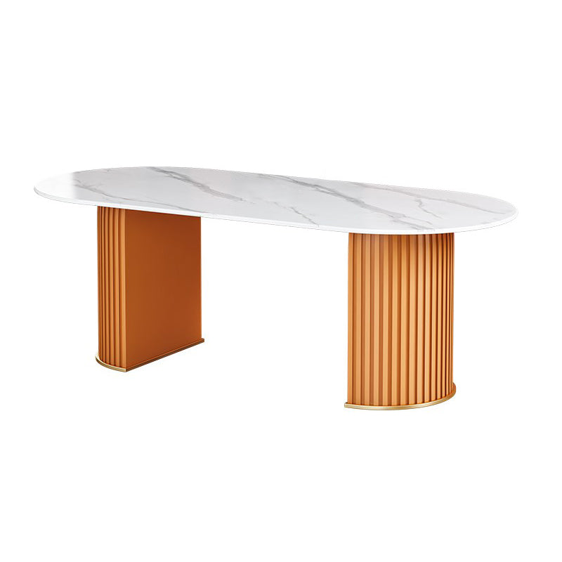 Slate and Metal Table Modern Minimalist Home Oval Dining Table