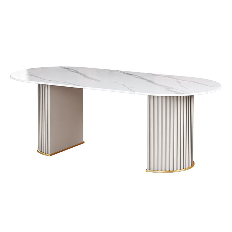 Slate and Metal Table Modern Minimalist Home Oval Dining Table