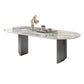 Luxury Double Pedestal Dining Table Sintered Stone Fixed Home Desk