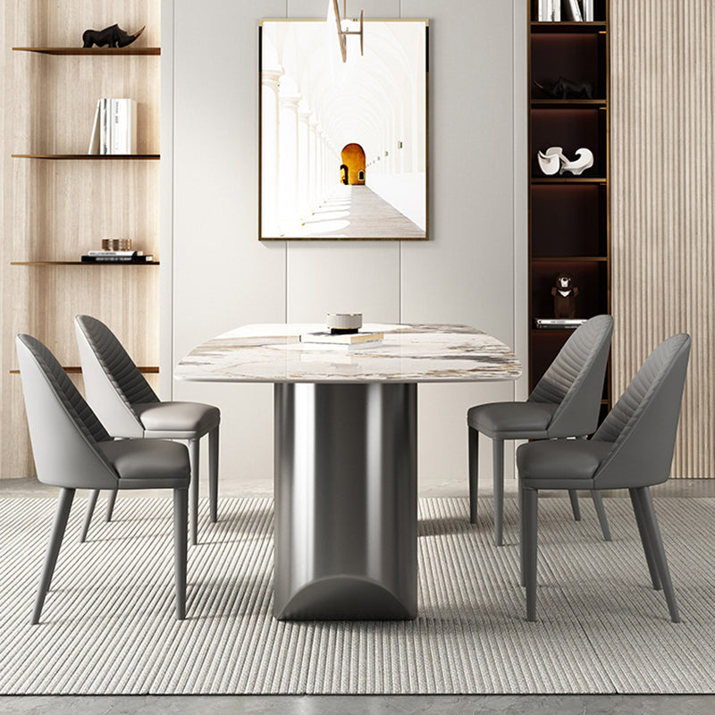 Luxury Double Pedestal Dining Table Sintered Stone Fixed Home Desk