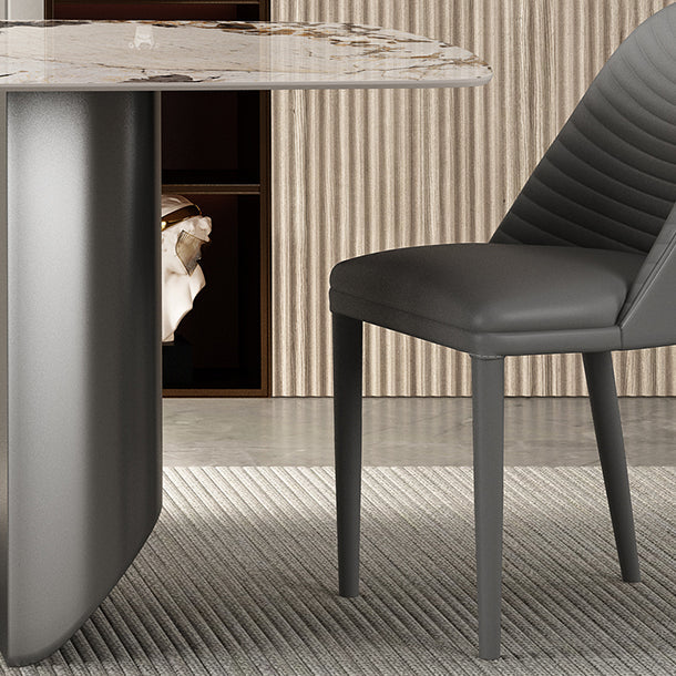 Luxury Double Pedestal Dining Table Sintered Stone Fixed Home Desk