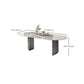 Luxury Double Pedestal Dining Table Sintered Stone Fixed Home Desk