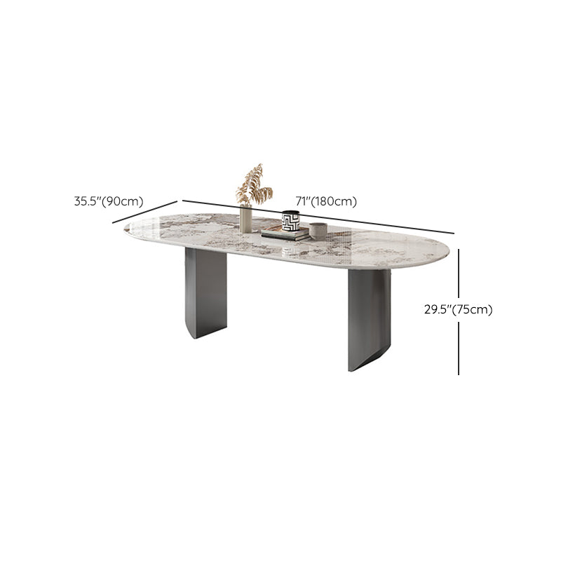 Luxury Double Pedestal Dining Table Sintered Stone Fixed Home Desk