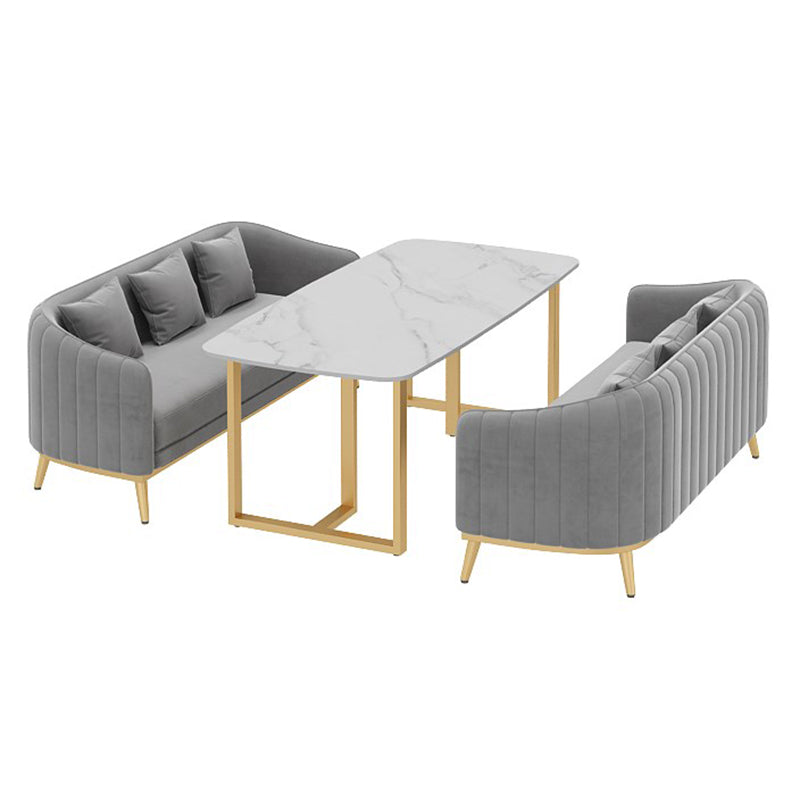 Slate and Metal Table Glam Style Restaurant Rectangular Dining Table