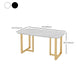 Slate and Metal Table Glam Style Restaurant Rectangular Dining Table
