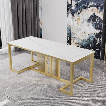 Slate and Metal Table Glam Style Home Rectangular Dining Table