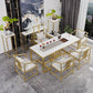 Slate and Metal Table Glam Style Home Rectangular Dining Table