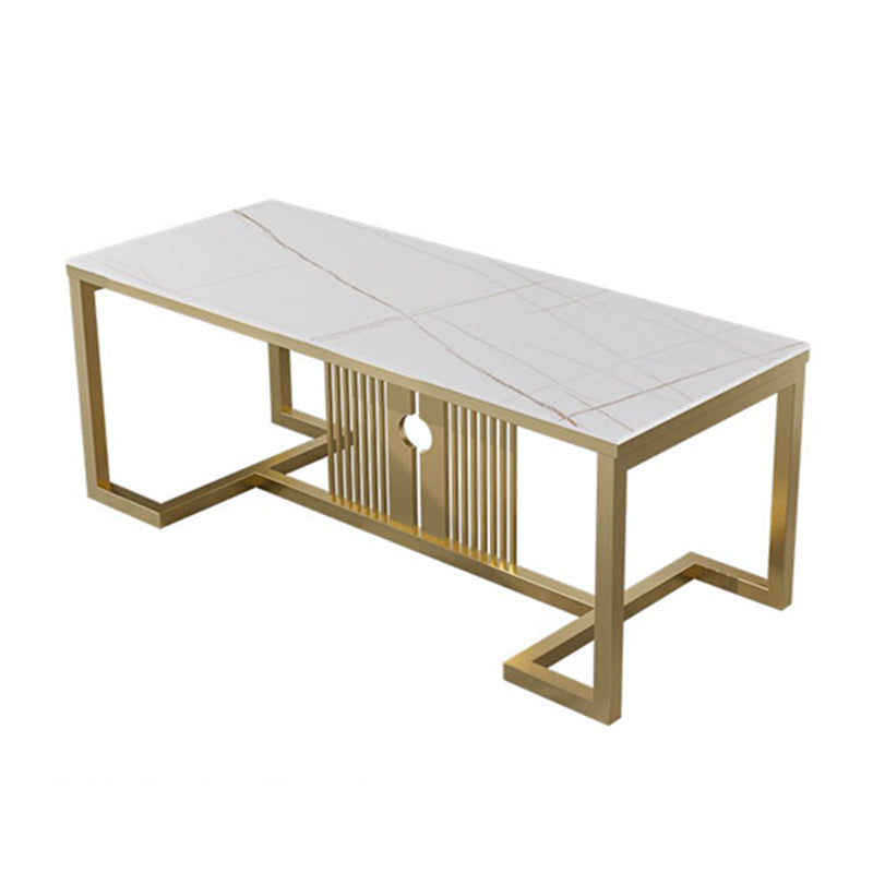 Slate and Metal Table Glam Style Home Rectangular Dining Table