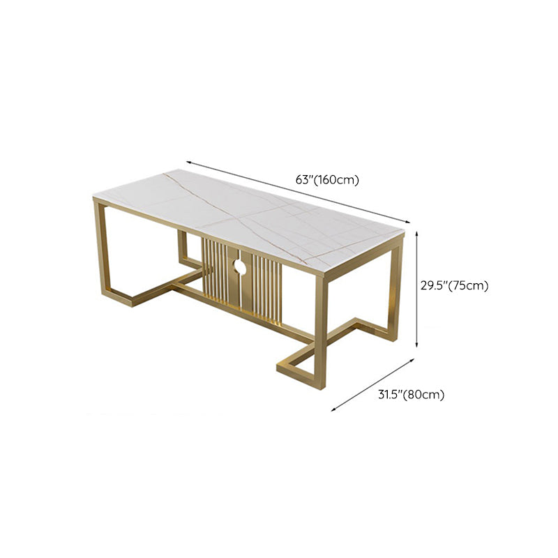 Slate and Metal Table Glam Style Home Rectangular Dining Table