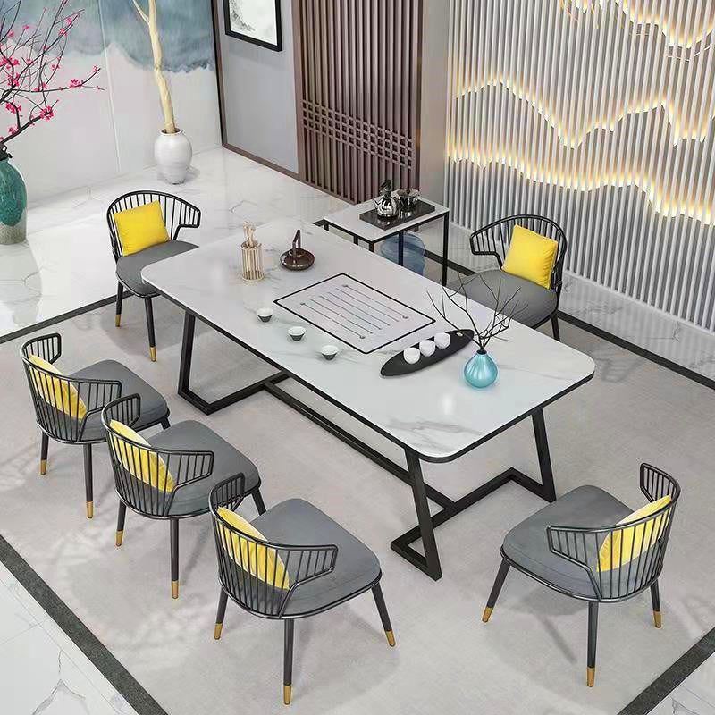 Tafel van leisteen en metaal Glam Style Simple Home rechthoekige eettafel