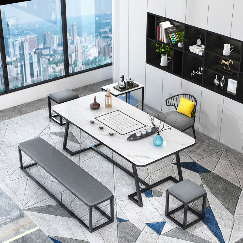 Tafel van leisteen en metaal Glam Style Simple Home rechthoekige eettafel