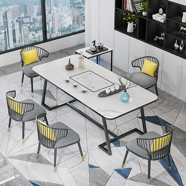 Tafel van leisteen en metaal Glam Style Simple Home rechthoekige eettafel