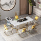 Metal and Slate Table Glam Style Home Minimalist Rectangular Dining Table