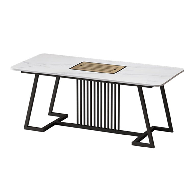 Metal and Slate Table Glam Style Home Minimalist Rectangular Dining Table
