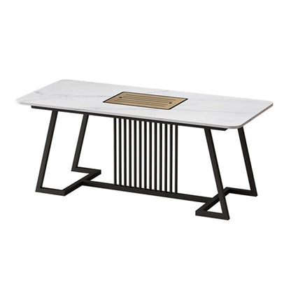 Metal and Slate Table Glam Style Home Minimalist Rectangular Dining Table
