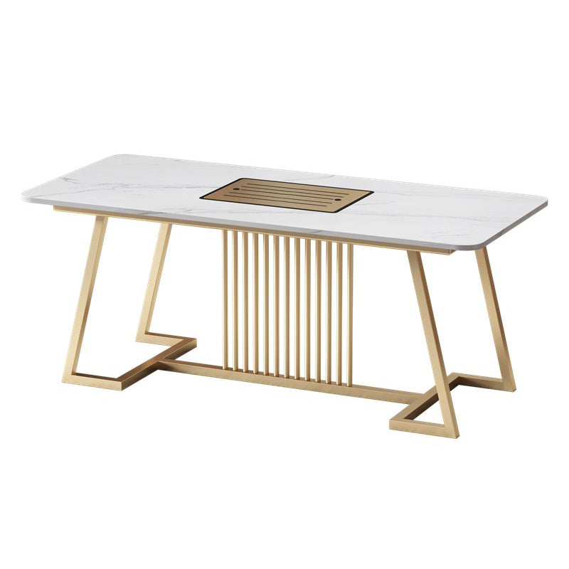 Metal and Slate Table Glam Style Home Minimalist Rectangular Dining Table