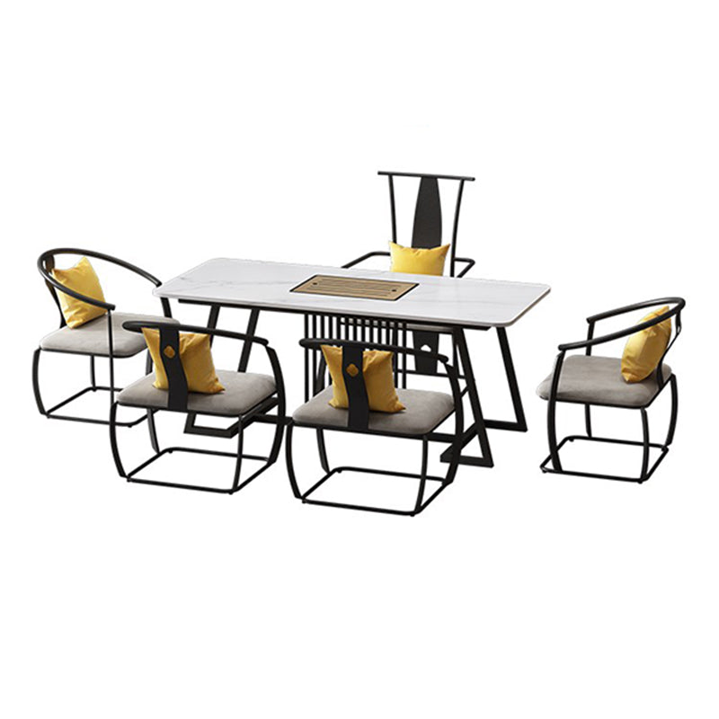 Metal and Slate Table Glam Style Home Minimalist Rectangular Dining Table