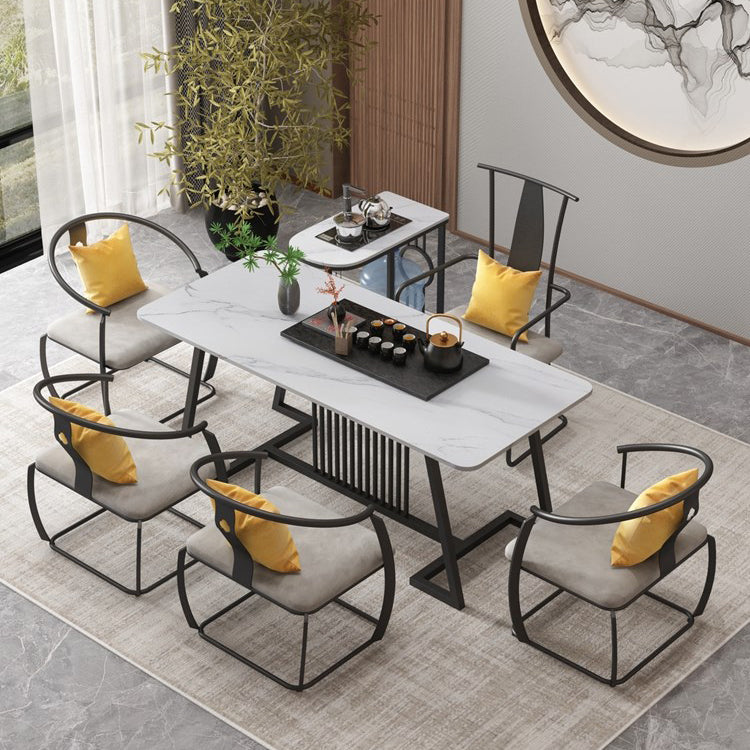 Metal and Slate Table Glam Style Home Minimalist Rectangular Dining Table