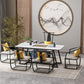 Metal and Slate Table Glam Style Home Minimalist Rectangular Dining Table