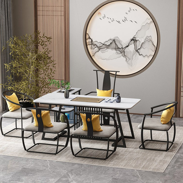 Metal and Slate Table Glam Style Home Minimalist Rectangular Dining Table