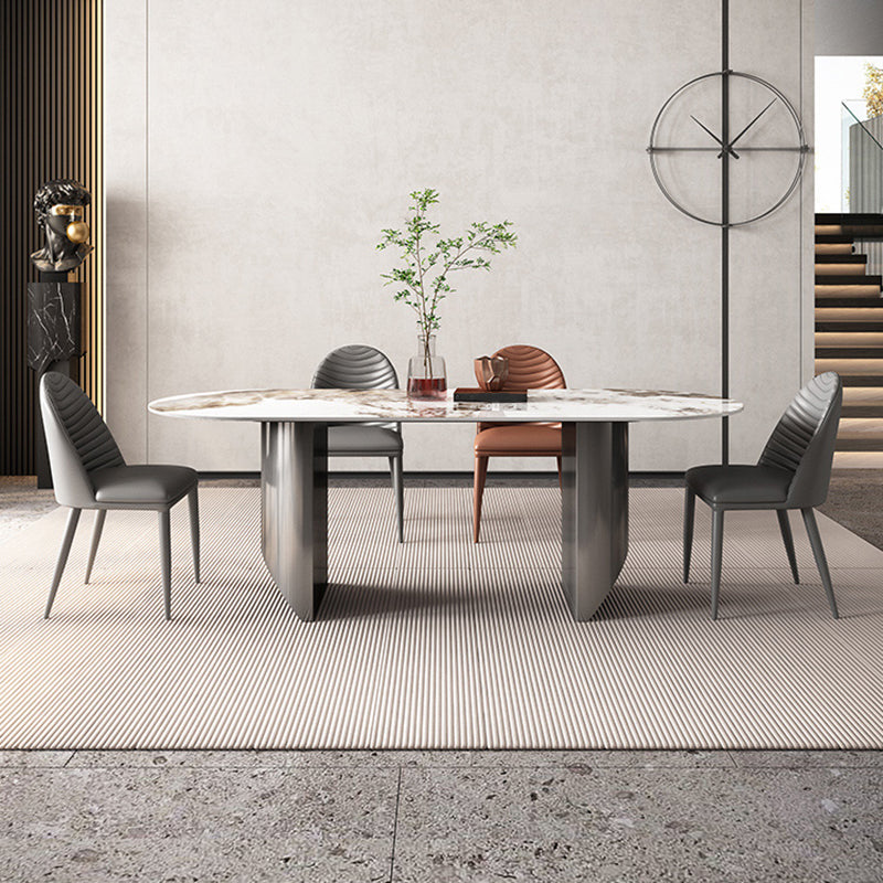 Mesa de cocina Simplicity Mesa de comedor con pedestal doble de piedra sinterizada