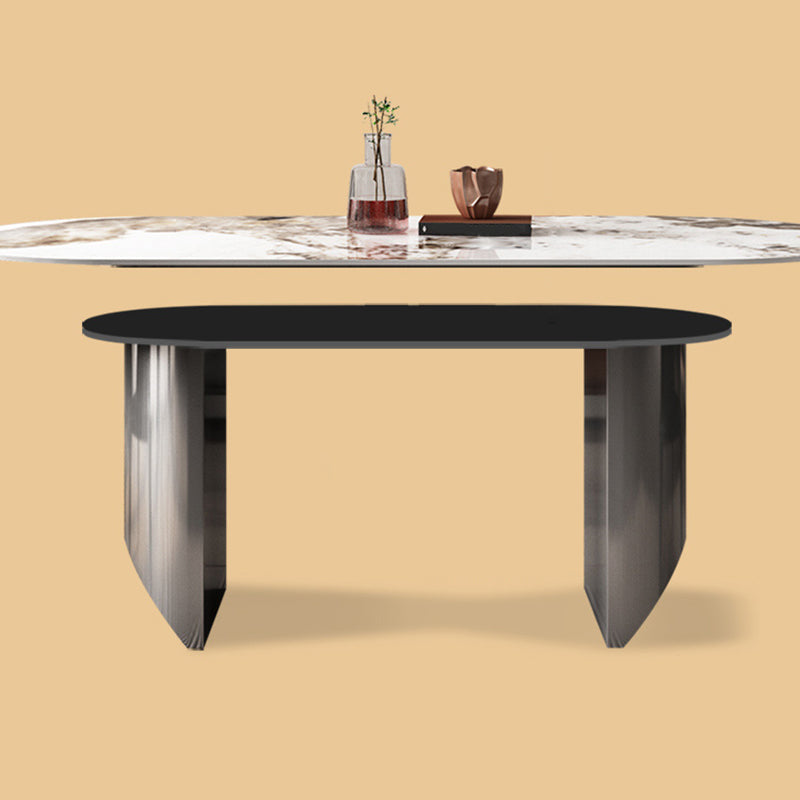 Mesa de cocina Simplicity Mesa de comedor con pedestal doble de piedra sinterizada