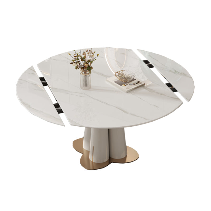 Metal and Slate Table Modern Home Retractable Round Dining Table