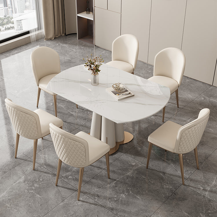 Metal and Slate Table Modern Home Retractable Round Dining Table