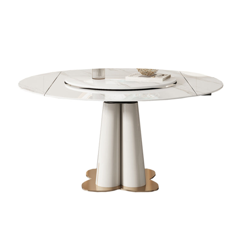 Metal and Slate Table Modern Home Retractable Round Dining Table