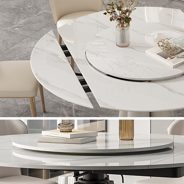 Metal and Slate Table Modern Home Retractable Round Dining Table