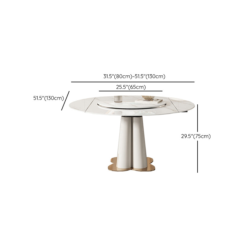 Metal and Slate Table Modern Home Retractable Round Dining Table