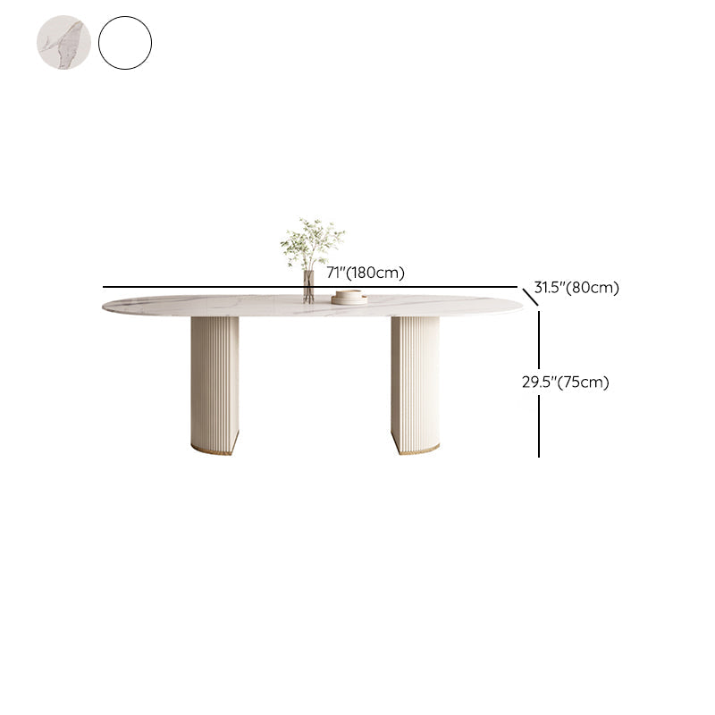 Oval Contemporary Dining Table Sintered Stone Home Fixed Desk