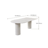 Contemporary Dining Table White Sintered Stone Double Pedestal Desk Clearhalo 'Dining Tables & Seating' 'Dining Tables' 'dining_table' 'furn' 'furn_dining_table' 'Furniture' 'Kitchen & Dining Furniture' 6266593
