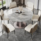 Metal and Slate Table Modern Minimalist Family Retractable Round Dining Table
