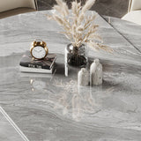 Metal and Slate Table Modern Minimalist Family Retractable Round Dining Table