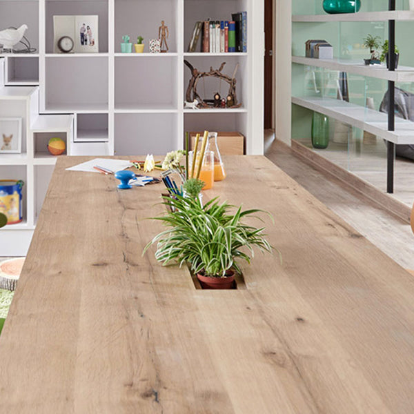 Wooden Trestle Base Dining Table Mid-Century Rectangle Kitchen Desk