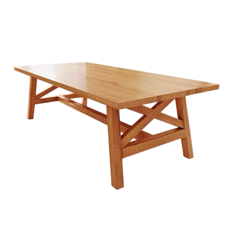 Wooden Trestle Base Dining Table Mid-Century Rectangle Kitchen Desk